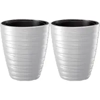 Prosperplast Plantenpot/bloempot Amazing - 2x - buiten/binnen - kunststof - wit - D37 x H42 cm - Plantenpotten
