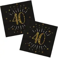 SANTEX Verjaardag feest servetten leeftijd - 20x - 40 jaar - goud - 33 x 33 cm - Feestservetten
