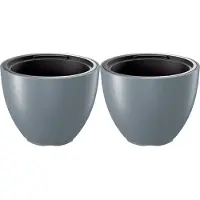 Prosperplast Plantenpot/bloempot Sevilla - 2x - buiten/binnen - kunststof - lichtgrijs - D30 x H23 cm - Plantenpotten