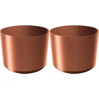 Prosperplast Plantenpot/bloempot Babylon - 2x - kunststof - buiten/binnen - koper - D39 x H39 cm - Plantenpotten