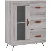 vidaXL Dressoir 69,5x34x90 cm bewerkt hout grijs sonoma eikenkleurig