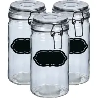 Zeller Weckpot/inmaakpot - 4x - 750 ml - glas - met beugelsluiting - incl. etiketten - Weckpotten