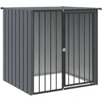 vidaXL Hondenhok met dak 110x103x109 cm gegalvaniseerd staal zwart