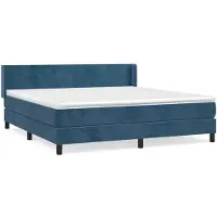 vidaXL Boxspring met matras fluweel donkerblauw 160x200 cm