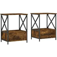 vidaXL Nachtkastjes 2 st 50x41x65 cm bewerkt hout gerookt eikenkleurig