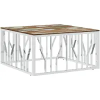 vidaXL Salontafel roestvrij staal en massief gerecycled hout zilver