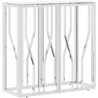 vidaXL Wandtafel 70x30x70 cm roestvrij staal en glas zilverkleurig