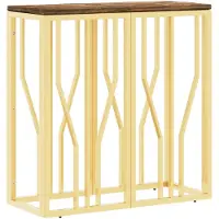 vidaXL Wandtafel roestvrij staal en massief gerecycled hout goudkleur