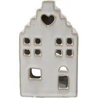 Clayre & Eef Waxinelichthouder Huis 14 cm Beige Porselein Beige