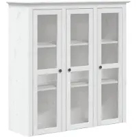 vidaXL Kast met glazen deuren BODO massief grenenhout wit