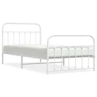 vidaXL Bedframe met hoofd- en voeteneinde metaal wit 100x200 cm