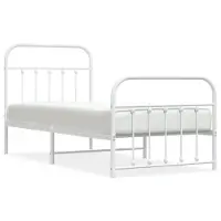 vidaXL Bedframe met hoofd- en voeteneinde metaal wit 90x190 cm