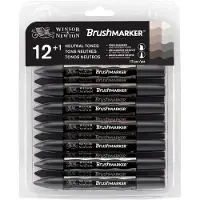 Winton 0290144 Promarker Brush 12 Greys Neutral tones | Professionele alcoholmarkers & layoutmarkers