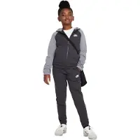 Nike Sportswear Poly Trainingspak Full-Zip Hooded Kids Zwart Grijs Wit