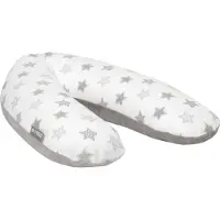 Snoozzz Voedingskussen Premium Kwaliteit - 185 cm - Microparel Vulling - Luxe Draagtas - Wasbare Hoes - Ster Grijs