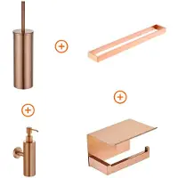 Guido Gusto Toilet accessoires set Copper exclusief met beugel en zeepdispenser