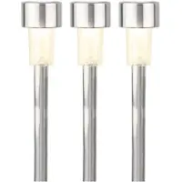 Lumineo buitenverlichting prikspot solar - 3x - LED - zilver - H36 cm - warm wit - Prikspotjes