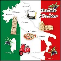 Ambiente 40x Papieren servetten met Italiaans thema - Feestservetten