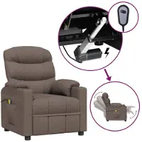 vidaXL Massagestoel elektrisch stof taupe