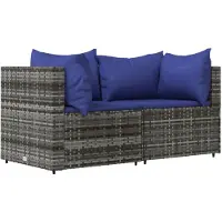 vidaXL Tuinbanken in hoekopstelling met kussens, 2 stuks, grijs, polyrotan