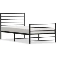 vidaXL Bedframe met hoofd- en voeteneinde metaal zwart 90x200 cm