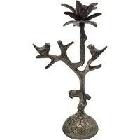 Deco4yourhome - Kandelaar - Vogel - Palmboom - Silver Antique