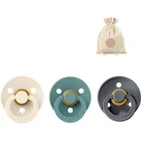 BIBS spenen T2 met speenzakje - Ivory, Island Sea, Iron - 6 tot 18 maanden
