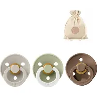 BIBS spenen T2 met speenzakje - Sand, Dark oak en Glow in the dark Sage - 6 tot 18 maanden