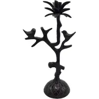 Deco4yourhome - Kandelaar - Vogel - Palmboom - Zwart