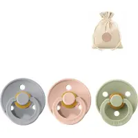 BIBS spenen T1 met speenzakje - Cloud, blush en sage - 0 tot 6 maanden