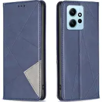 Mobigear Telefoonhoesje geschikt voor Xiaomi Redmi Note 12 Hoesje | Rhombus Slim Bookcase | Pasjeshouder voor 2 Pasjes | Telefoonhoesje voor Pinpas / OV Kaart / Rijbewijs - Blauw