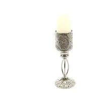 Merkloos Oosterse Lantaarn Metalen Kaarsenhouder Zilver 27cm Waxinelichthouder Kandelaar