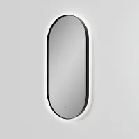 Luca Varess Nero ovaal badkamerspiegel zwart 90 x 45 cm met spiegelverlichting en anti-damp