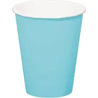 Folat 24x stuks drinkbekers van papier lichtblauw 350 ml - Feestbekertjes