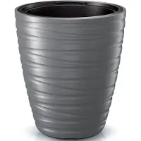 Prosperplast Plantenpot/bloempot Amazing - buiten/binnen - kunststof - steengrijs - D37 x H42 cm - Plantenpotten