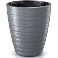 Prosperplast Plantenpot/bloempot Amazing - buiten/binnen - kunststof - steengrijs - D30 x H33 cm - Plantenpotten