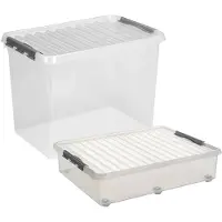 Sunware opslagboxen met deksel - 2x stuks - kunststof - 60 L en 72 L - Opbergbox