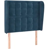 vidaXL Hoofdbord met randen 93x23x118/128 cm fluweel donkerblauw
