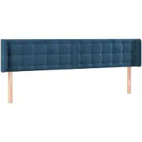 vidaXL Hoofdbord met randen 183x16x78/88 cm fluweel donkerblauw