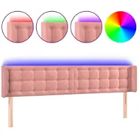 vidaXL Hoofdbord LED 163x16x78/88 cm fluweel roze
