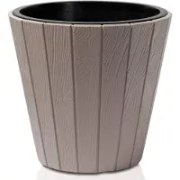 Prosperplast Plantenpot/bloempot Wood Style - buiten/binnen - kunststof - beige - D30 x H28 cm - Plantenpotten