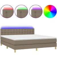 vidaXL Boxspring met matras en LED stof taupe 160x200 cm