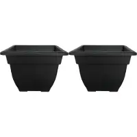 Whitefurze Buiten plantenpot/bloempot - 2x - zwart - kunststof - 38 x H28 cm - Plantenpotten