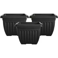 Whitefurze Buiten plantenpot/bloempot - 3x - zwart - kunststof - 30 x H22 cm - Plantenpotten