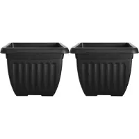 Whitefurze Buiten plantenpot/bloempot - 2x - zwart - kunststof - 40 x H32 cm - Plantenpotten