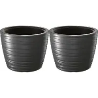 Prosperplast Plantenpot/bloempot Amazing - 2x - buiten/binnen - kunststof - antraciet - D47 x H35 cm - Plantenpotten