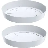 Prosperplast Opvangschaal/onderschaal bloempot/plantenpot - 2x - wit - rond - Dia 30 cm - Plantenpotten