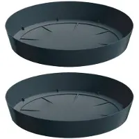 Prosperplast Opvangschaal/onderschaal bloempot/plantenpot - 6x - antraciet - rond - Dia 12,5 cm - Plantenpotten