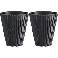 Prosperplast Plantenpot/bloempot Sand Waves - 2x - buiten/binnen - kunststof - antraciet - D39 x H43 cm - Plantenpotten