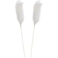 Mica Decorations pluimgras losse steel/tak - 2x - zachtgeel - 104 cm - decoratie kunst pluimen - Kunstplanten